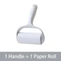 Rouleau anti-poils avec 1 manche et 1 recharge pour enlever facilement les poils d'animaux. - 10cm * 40 Feuilles, 1 Rouleau / Blanc