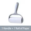 Rouleau anti-poils avec 1 poignee et 1 recharge, enleveur de poussiere gris vetement. - 10cm * 40 Feuilles, 1 Rouleau / Gris clair