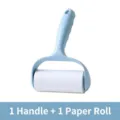 Rouleau anti-poils avec 1 manche et 1 recharge, adhésif détachable pour les vêtements. - 10cm * 40 Feuilles, 1 Rouleau / Bleu clair