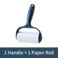 Rouleau anti-poils avec 1 manche et 1 recharge, papier adhésif arrachable pour vêtements. - 10cm * 40 Feuilles, 1 Rouleau / Bleu marine