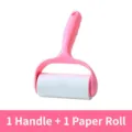 Rouleau anti-peluches rose avec recharge de papier adhésif pour enlever les poils vetement - 10cm * 40 Feuilles, 1 Rouleau / Rose