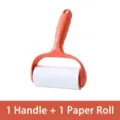 Rouleau anti-poils orange avec 1 rechange, brosse adhésive pour vêtements et poils d'animaux - 10cm * 40 Feuilles, 1 Rouleau / Rouge Orangé