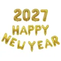 2027 Feliz Año Nuevo globos de papel de aluminio dorado para fiesta y decoración. - Juego Feliz Año Nuevo 2027 / Dorado