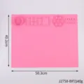 Silicone painting mat detail view, pink craft mat with palette and brush holder areas. - Pink (J2758-B) / 50.3cm x 40.2cm / Pink