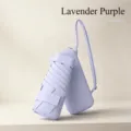 Lavender mini flat foldable sun umbrella with matching case, lightweight compact UV protection - Solid Color Strap Card Case / Light Purple