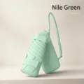 Mini portable folding sun umbrella, lightweight flat six-fold UV protection umbrella in Nile green. - Solid Color Strap Card Case / Mint Green