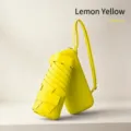 Mini portable folding sun umbrella, lemon yellow uv protection ultra-light compact travel parasol - Solid Color Strap Card Case / Yellow