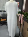 Summer solid color short sleeve casual long dress for women, casual daily wear style. - S / Dress (Back View) / Blue and White Stripes