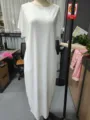 Solid color short sleeve long casual maxi dress for women, comfortable loose summer wear. - S / Dress (Front View) / Blue and White Stripes