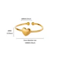 Gold stainless steel heart ring detail view showing 18mm inner diameter and 6mm heart size. - Gold Heart Bead Ends (G128244)