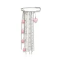 Silver Safety Pin Brooch with Pink Heart and Chain Tassels Y2K Style Fashion Accessory - Silver Pink Heart Drop Tassel Pin (XK26Y0676)