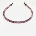 Elegant purple crystal beaded headband handmade sparkling hair hoop for women and girls daily wear - Purple (3330)