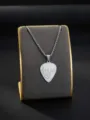 Silver stainless steel guitar pick pendant necklace music note jewelry fashion accessory - Square Pearl Chain / Silver