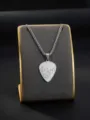 Stainless steel guitar pick necklace silver music symbol pendant for men and women fashion jewelry - Dragon Bone Chain / Silver