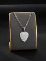 Silver stainless steel guitar pick necklace with music notes pendant fashion jewelry item. - NK Chain / Silver