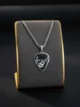 Silver stainless steel guitar pick necklace with musical note pendant for music lovers. - Oil Drop Style (Rope Chain)