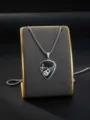 Silver stainless steel guitar pick necklace with music note pendant, stylish music jewelry. - Oil Drop Style (Box Pearl Chain)