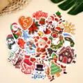Close-up detail of colorful waterproof Christmas cartoon stickers set and festive decors. - 圣诞节贴纸-A款 / 50 Sheets