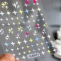 Colorful star nail stickers transparent sheet cute 3D multi-color manicure art decals. - Ts-555 Colored Microcosms - Flat