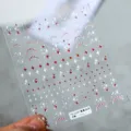 Transparente rot weiße Stern Nagelaufkleber Bogen 3D geprägte DIY Maniküre Abziehbilder - Sternpunkte Geprägt Stil (TS-1197) / TS-1197