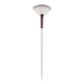 Large fan makeup brush with white handle and pink ferrule for highlighter and powder. - Small White and Gold Fan Brush