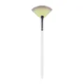 Professional large fan makeup brush for facial highlighters, soft synthetic bristles, white handle. - Small White and Silver Fan Brush