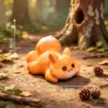 Mini schattig oranje eekhoorn beeldje voor microlandschap tuin DIY decoratie display. - 1# Liggende Houding