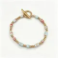 Boho Naturstein Flachperlen Edelstahl Armband goldfarbener Knebelverschluss Variante - Natürlicher Shoushan-Stein