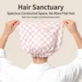 Waterproof shower cap for women, extra large double layer hair cap for long and curly hair - Unisex / Pink White Plaid