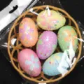 Easter colored foam flower basket painted eggs set for holiday festival decoration party - Flower Egg Style / 6 Pieces Set (4*6cm)
