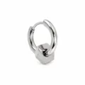 Stainless steel geometric hexagonal nut hoop earrings, minimalist industrial style, silver. - Steel Hexagon Nut Dangle Hoop