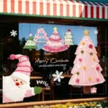 Christmas window stickers felt tree Santa wall decor holiday home shop showcase decorations - Felt Christmas Tree and Santa Static Sticker (HYC-104)