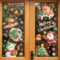 Christmas window stickers static cling removable decals for holiday home store glass door decor - 3D Styling Santa Reindeer Sticker (HYC-103)