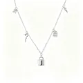 Collar con dije de candado de plata, cadena corta de plata esterlina muy elegante. - Cerradura y Llave (Zirconia) / Plata 925 / Circonia Blanca Chapado en Platino