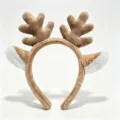 Serre-tête bois de renne en peluche, joli cerceau de cheveux marron pour fête de Noël - 12# Bandeau Bois de Renne-Style D Kaki