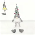 Süße Weihnachtswichtel Plüschpuppe mit Weihnachtsbaum Mütze und gestreiften Beinen - Lange Beine Grauer Baum Stil mit Licht Puppe