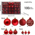 Set 100 palline di Natale 3cm 4cm 6cm, ornamenti lucidi opachi glitterati e traforati per albero - B1-20 Confezione in PVC da 100 pezzi (Rosso)