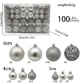 Set 100 palline di Natale argentate infrangibili decorazioni per albero scatola regalo - B2-23 Confezione in PVC da 100 pezzi (Argento)