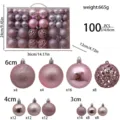 Set 100 Palle di Natale Rosa Addobbi Albero Infrangibili 3/4/6cm Scatola Decorativa - B2-24 Confezione in PVC da 100 pezzi (Rosa)