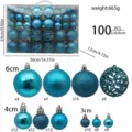 Set di 100 palline di Natale blu infrangibili decorazioni per albero di Natale confezione regalo - B2-18 Confezione in PVC da 100 pezzi (Blu Lago)