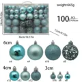 Set di 100 Palline di Natale Addobbi per Albero di Natale Decorazioni Scatola Regalo - B2-16 Confezione in PVC da 100 pezzi (Blu Lago Chiaro)