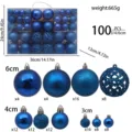 Set 100 palline di Natale blu, taglie assortite 3 4 6 cm ornamenti lucidi opachi traforati - B2-20 Confezione in PVC da 100 pezzi (Blu Reale)