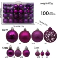 Set 100 palline di Natale viola, assortimento 3cm 4cm 6cm decorazioni per albero di Natale - B1-17 Confezione in PVC da 100 pezzi (Viola)