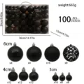 100 Stk Schwarze Christbaumkugeln Set Weihnachtskugeln Baumschmuck Deko Box 3 4 6 cm - B2-19 100er-Pack PVC-Box (Schwarz)