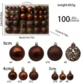 Set 100 palline di Natale marroni in plastica decorazioni per albero vari formati e finiture. - B2-15 Confezione in PVC da 100 pezzi (Caffè)