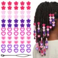 Acrylic hair beads set with flower and heart shapes for braiding dreadlocks and hair styling. - Heart Multicolor