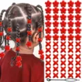 Kids red acrylic hair beads for braids dreadlocks styling accessories set with pull loop tool - Red
