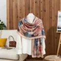 Korean design cotton linen scarf soft lightweight summer sun protection shawl wrap decor - LM461 - Pink