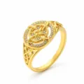 Gold plated crystal ring elegant geometric vintage design stylish women jewelry accessory - Size 7 / Gold