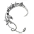 Punk vintage zilver draak oor cuff gothisch oorbel zonder piercing stoere sieraden voor dames heren - Draak Oorklem Rechteroor (E299) / Antiek Zilver
